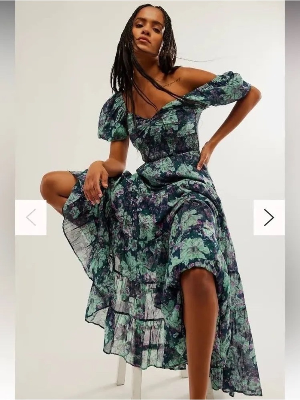NWT Free People Women's Short Sleeve Sundrenched Maxi Dress Sz M